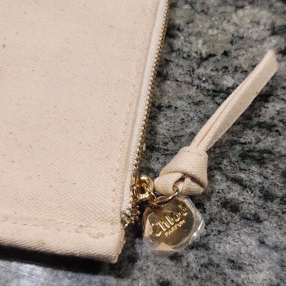 Chloé Parfum Cream‎ Canvas Zippered Pouch Bag Cosmetic Bag Travel - Picture 3 of 6